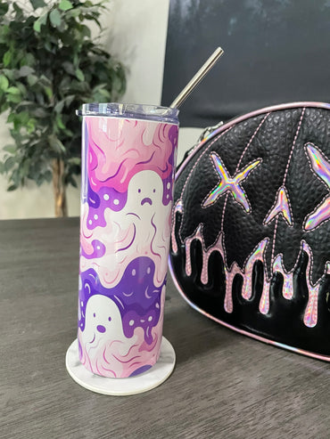 Oozy Pink Purple Ghosts Stainless steel tumbler