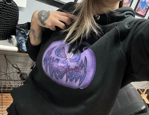 The Purple Stardust Pumpkin Unisex eco raglan hoodie