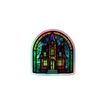 Haunted home Stained Glass Holographic sticker