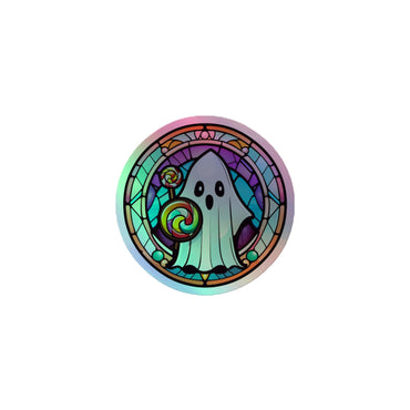 Friendly Ghost Stained Glass Holographic sticker