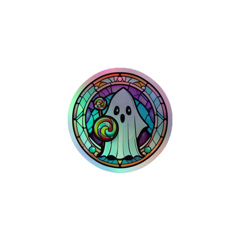 Friendly Ghost Stained Glass Holographic sticker