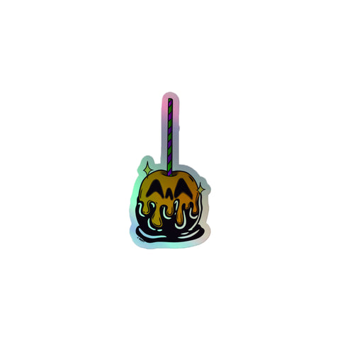 Orange and Black candy apple Holographic sticker