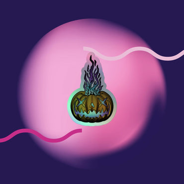 Flaming X eye Pumpkin Holographic stickers