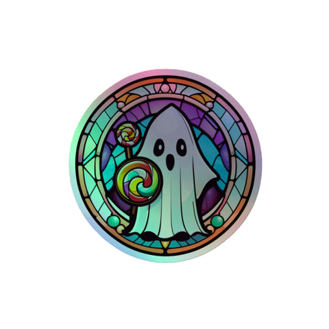 Friendly Ghost Stained Glass Holographic sticker