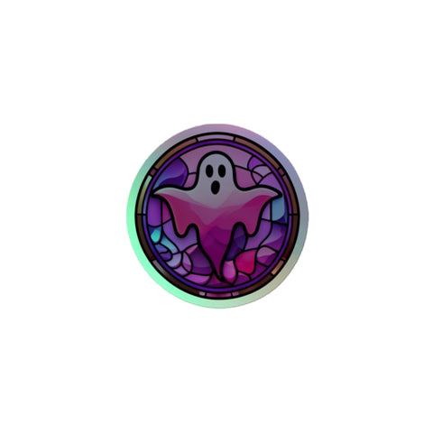 Stained Glass Pretty Pink Ghost Holographic sticker