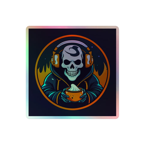 Death music and Caffeine Holographic sticker