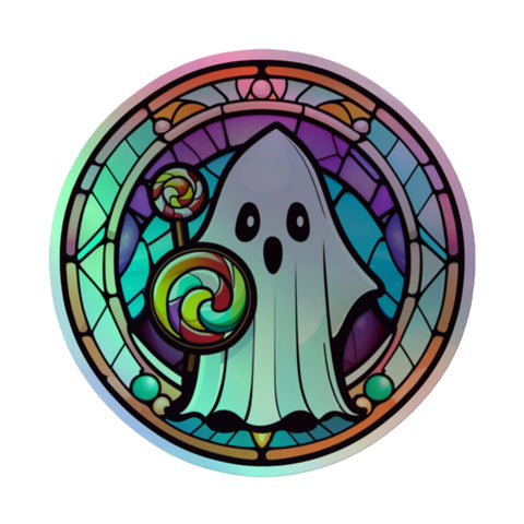 Friendly Ghost Stained Glass Holographic sticker