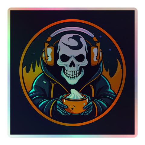 Death music and Caffeine Holographic sticker