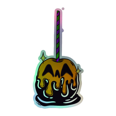 Orange and Black candy apple Holographic sticker