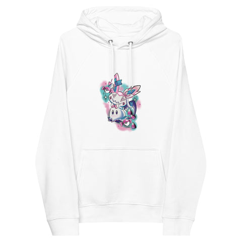 Pink Puppet Monster Unisex eco raglan hoodie